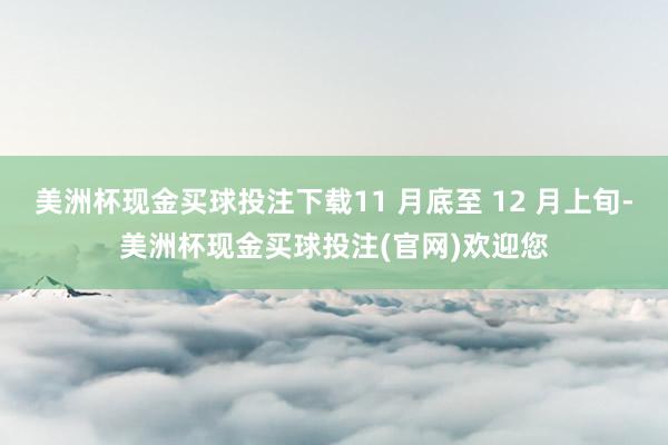 美洲杯现金买球投注下载11 月底至 12 月上旬-美洲杯现金买球投注(官网)欢迎您