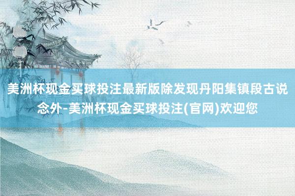 美洲杯现金买球投注最新版除发现丹阳集镇段古说念外-美洲杯现金买球投注(官网)欢迎您