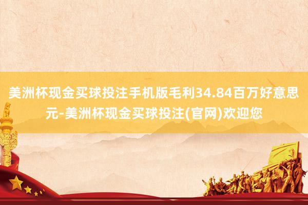 美洲杯现金买球投注手机版毛利34.84百万好意思元-美洲杯现金买球投注(官网)欢迎您