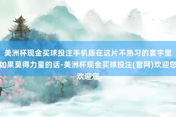 美洲杯现金买球投注手机版在这片不熟习的寰宇里如果莫得力量的话-美洲杯现金买球投注(官网)欢迎您