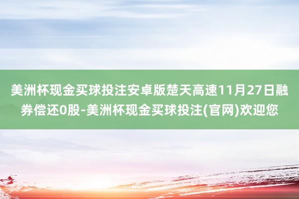 美洲杯现金买球投注安卓版楚天高速11月27日融券偿还0股-美洲杯现金买球投注(官网)欢迎您
