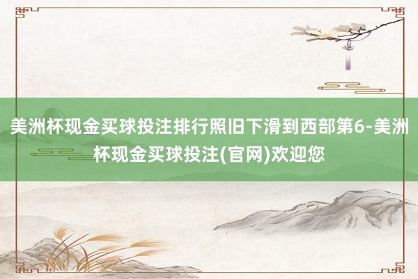 美洲杯现金买球投注排行照旧下滑到西部第6-美洲杯现金买球投注(官网)欢迎您