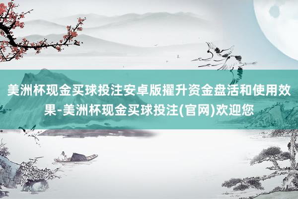 美洲杯现金买球投注安卓版擢升资金盘活和使用效果-美洲杯现金买球投注(官网)欢迎您