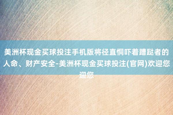 美洲杯现金买球投注手机版将径直恫吓着蹧跶者的人命、财产安全-美洲杯现金买球投注(官网)欢迎您