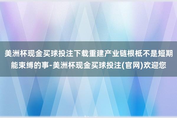 美洲杯现金买球投注下载重建产业链根柢不是短期能束缚的事-美洲杯现金买球投注(官网)欢迎您