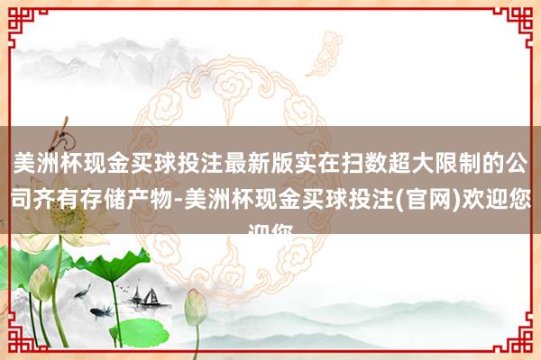 美洲杯现金买球投注最新版实在扫数超大限制的公司齐有存储产物-美洲杯现金买球投注(官网)欢迎您